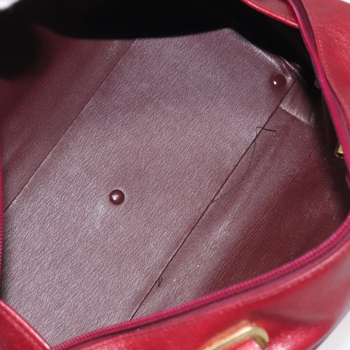 Christian Dior Hand Bag Leather Red Gold Auth BA2315