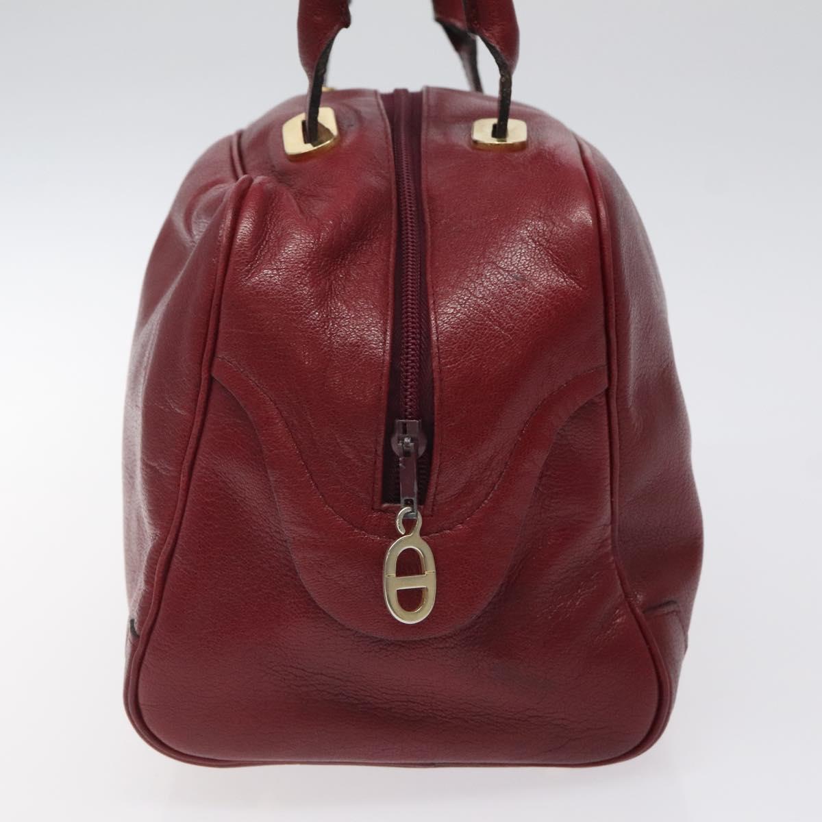 Christian Dior Hand Bag Leather Red Gold Auth BA2315