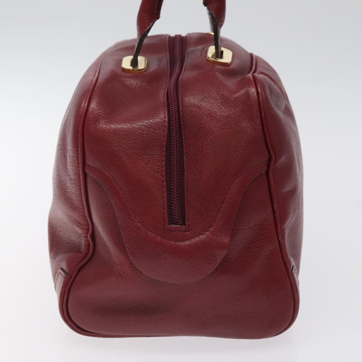 Christian Dior Hand Bag Leather Red Gold Auth BA2315