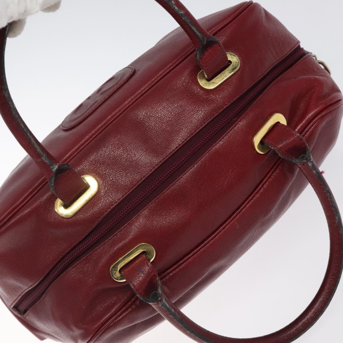 Christian Dior Hand Bag Leather Red Gold Auth BA2315