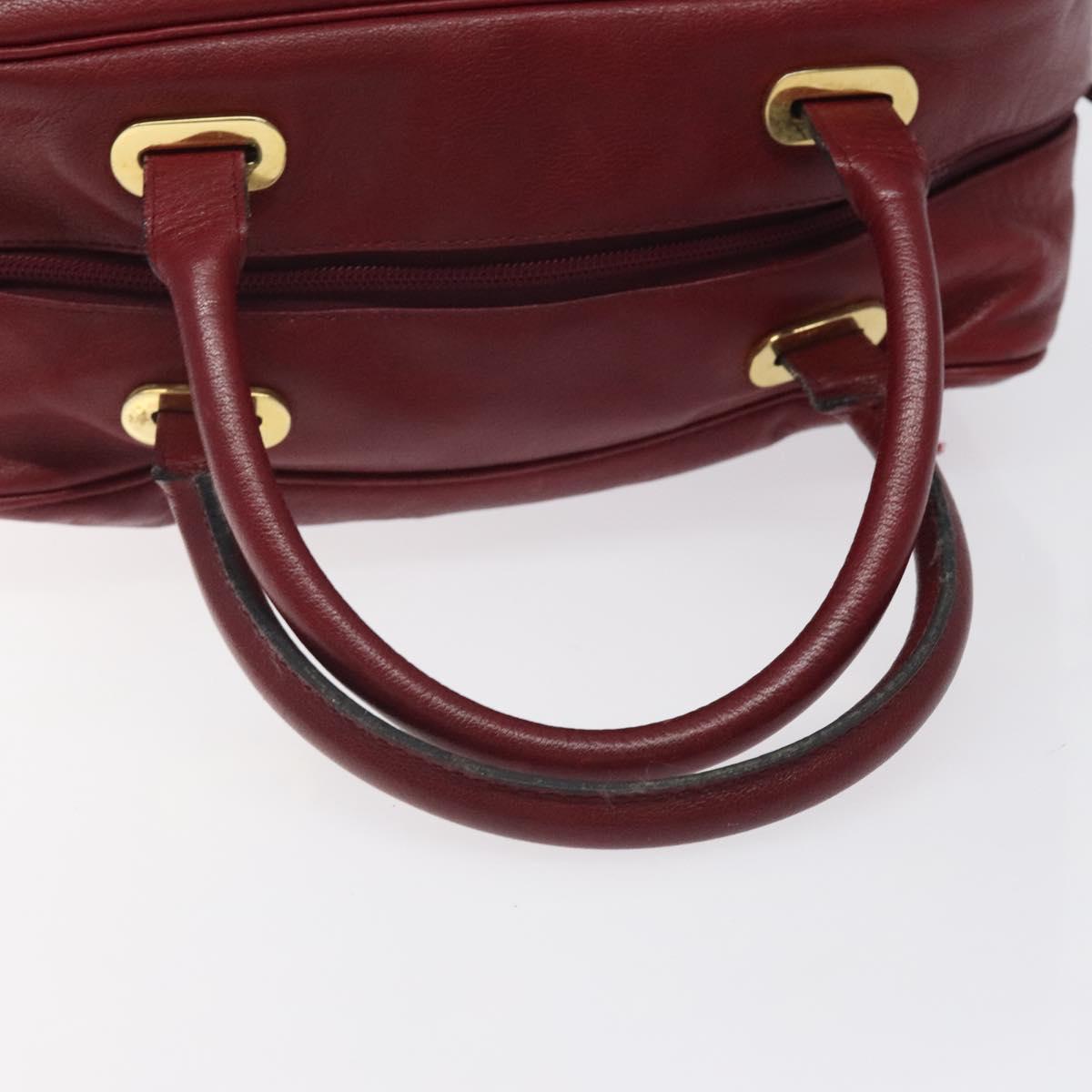 Christian Dior Hand Bag Leather Red Gold Auth BA2315