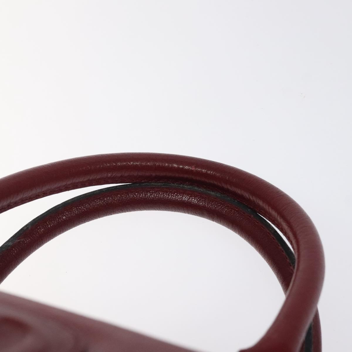 Christian Dior Hand Bag Leather Red Gold Auth BA2315