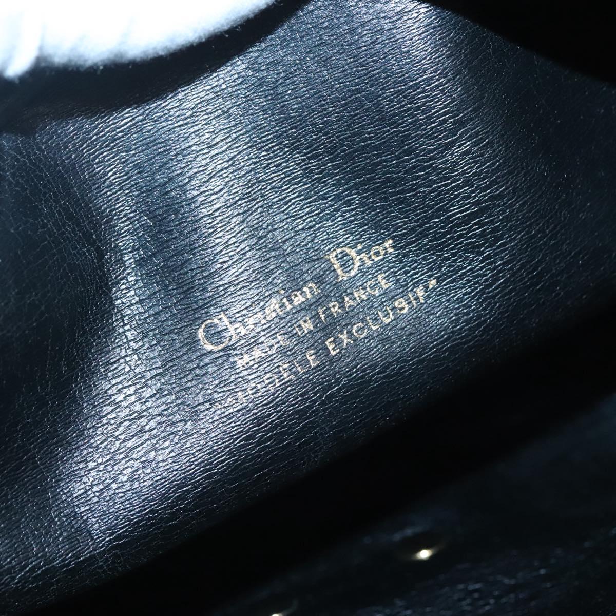 Christian Dior Shoulder Bag Leather Black Gold Auth BA2316