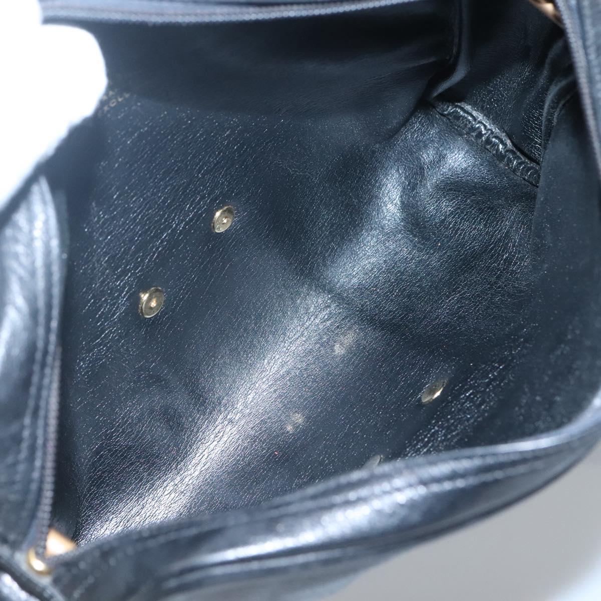 Christian Dior Shoulder Bag Leather Black Gold Auth BA2316