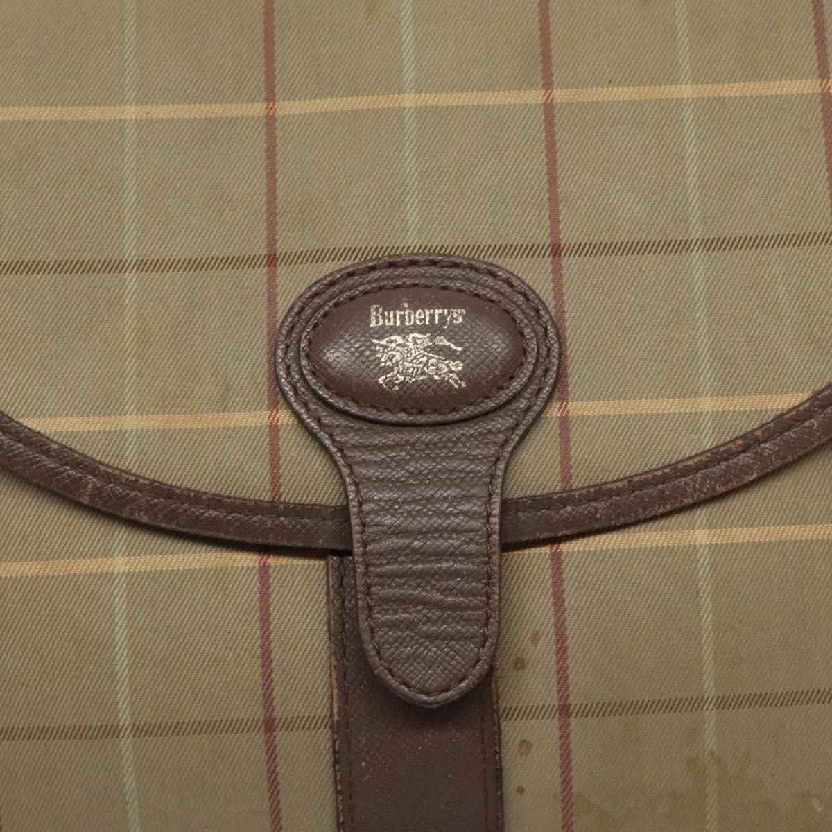 Burberrys Nova Check Shoulder Bag Canvas Beige Gold Auth BA2319