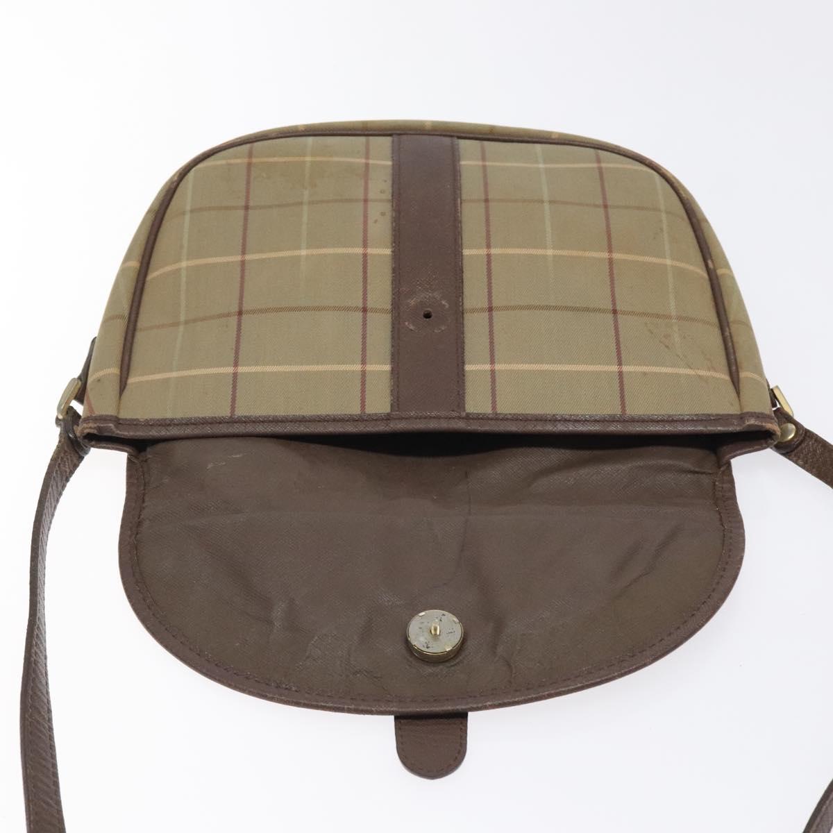 Burberrys Nova Check Shoulder Bag Canvas Beige Gold Auth BA2319