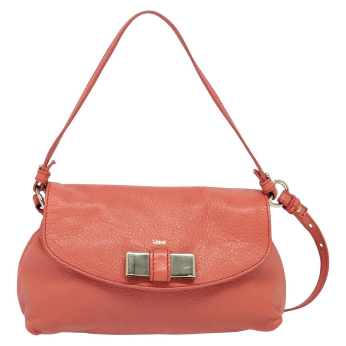 Chloe Lily Shoulder Bag Leather Pink Gold Auth BA2328