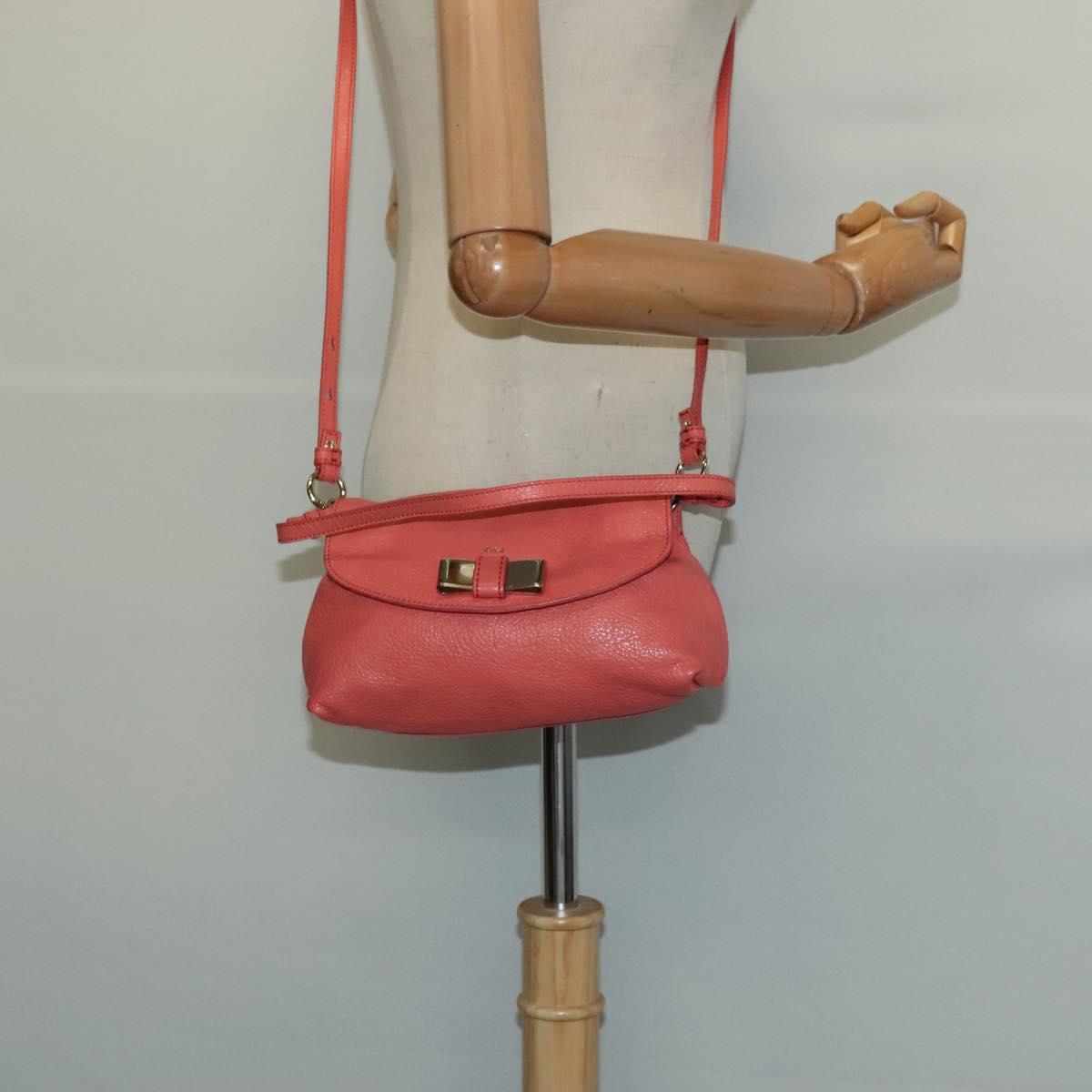 Chloe Lily Shoulder Bag Leather Pink Gold Auth BA2328