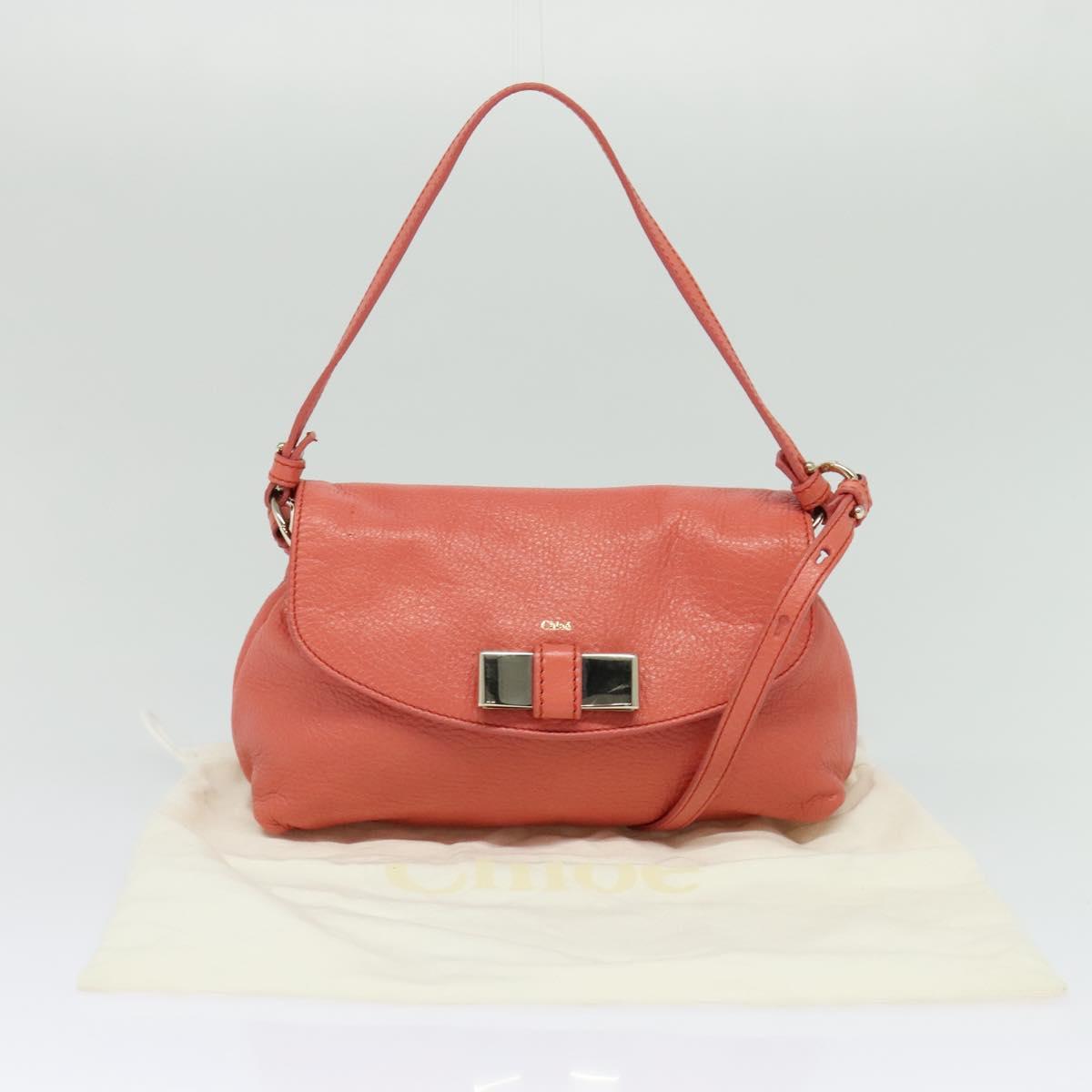 Chloe Lily Shoulder Bag Leather Pink Gold Auth BA2328