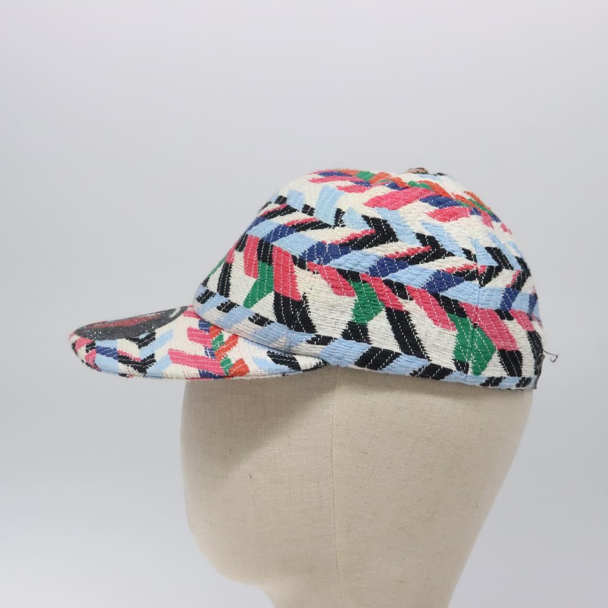 CHANEL Airline Cap Cotton Multicolor CC Auth BA2344