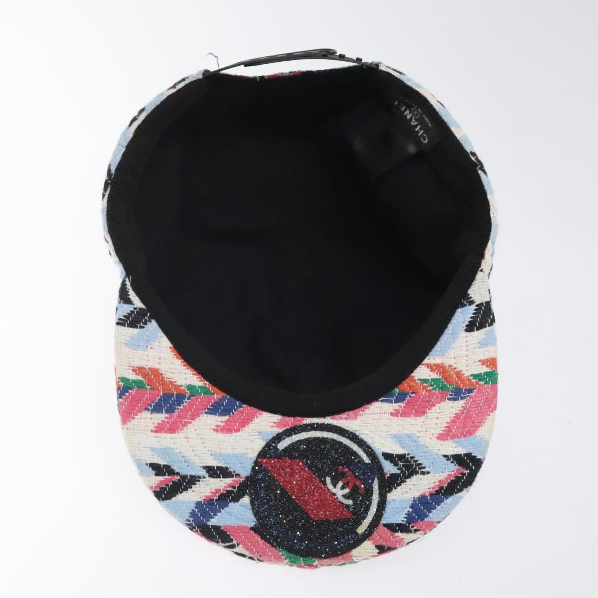 CHANEL Airline Cap Cotton Multicolor CC Auth BA2344