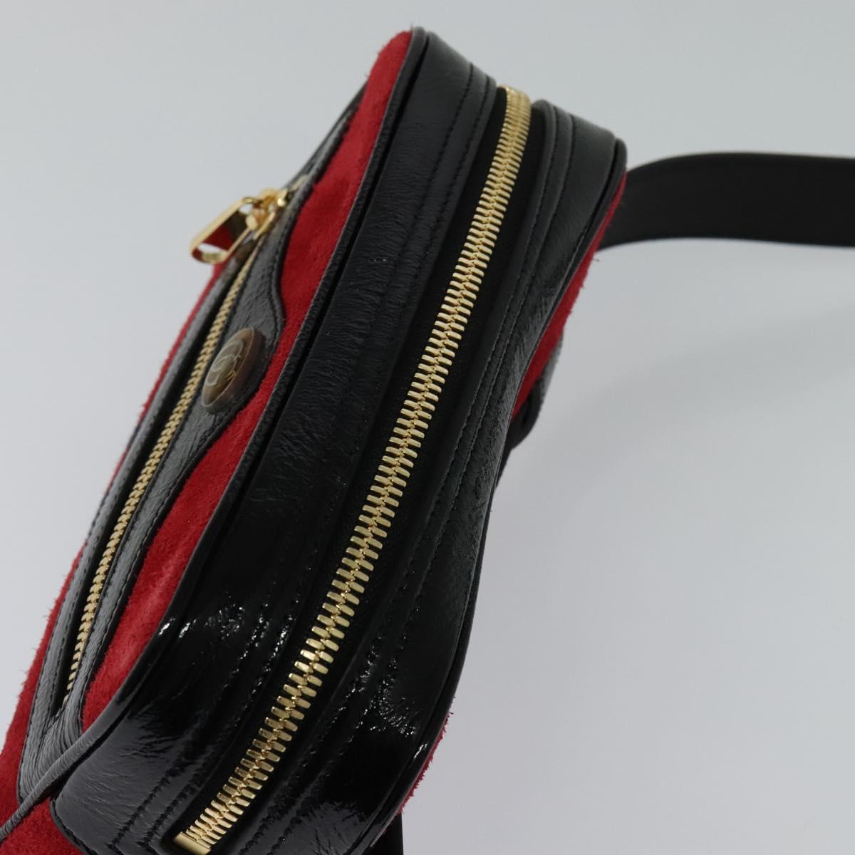 GUCCI Waist Bag Suede Red Gold 517076 Auth BA2345