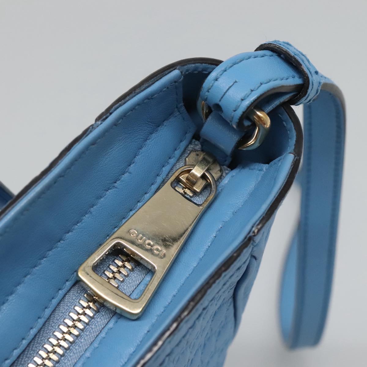 GUCCI Micro GG Canvas Guccissima Bag Leather Outlet Blue Gold 448241 Auth BA2347