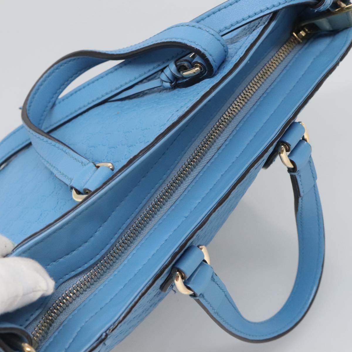 GUCCI Micro GG Canvas Guccissima Bag Leather Outlet Blue Gold 448241 Auth BA2347