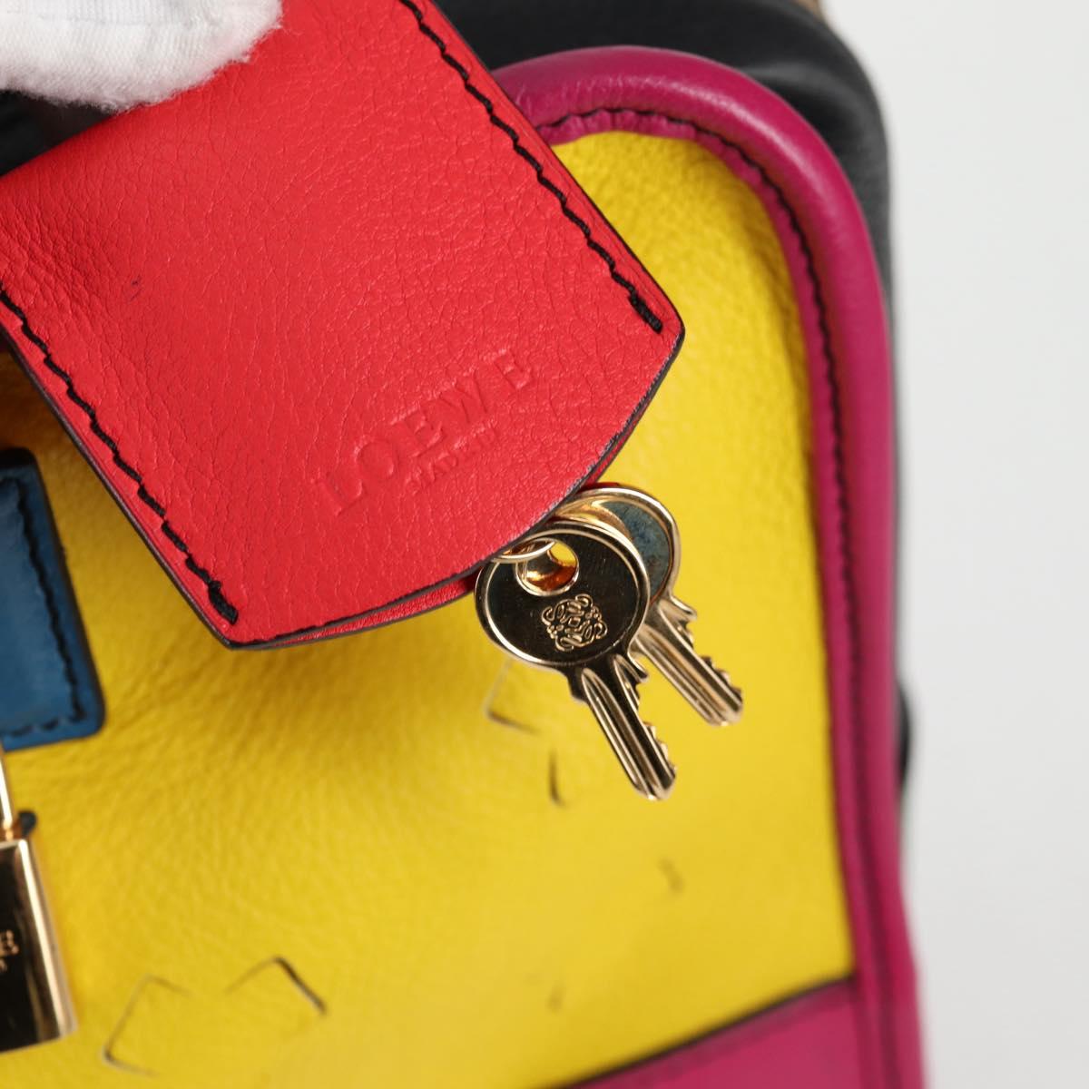 LOEWE Anagram Amazona 36 Hand Bag Leather Yellow Gold Auth BA2348M