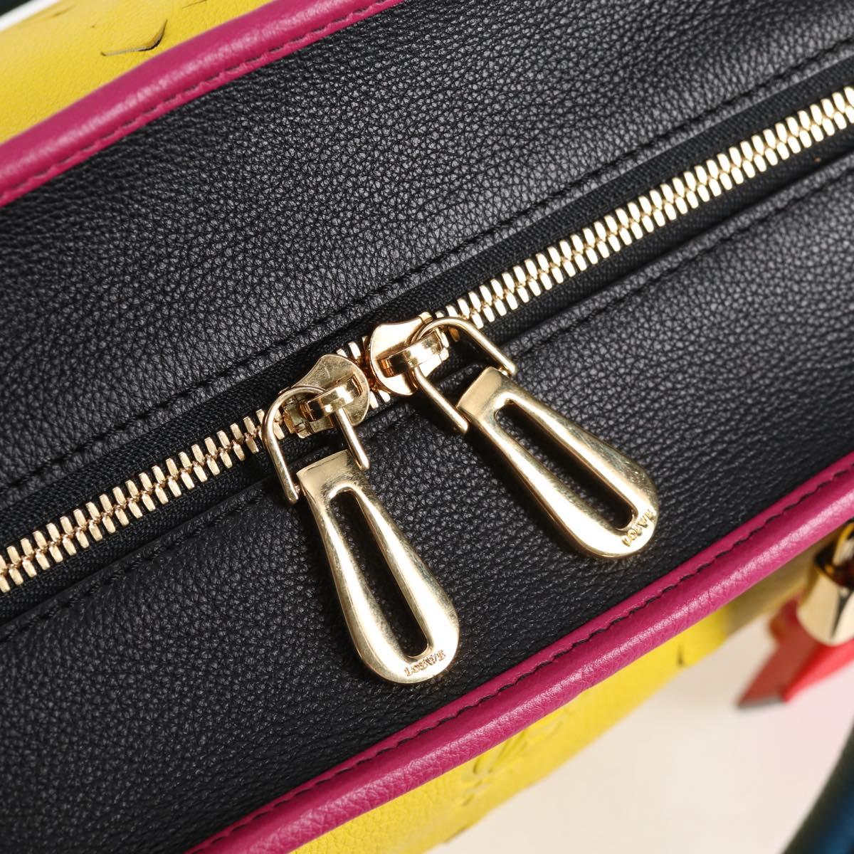 LOEWE Anagram Amazona 36 Hand Bag Leather Yellow Gold Auth BA2348M