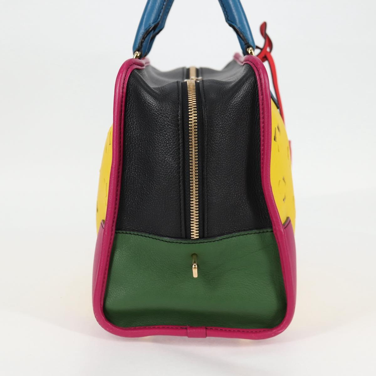 LOEWE Anagram Amazona 36 Hand Bag Leather Yellow Gold Auth BA2348M