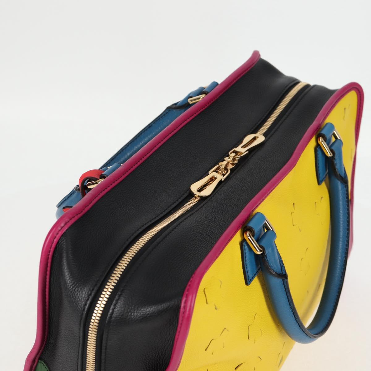 LOEWE Anagram Amazona 36 Hand Bag Leather Yellow Gold Auth BA2348M