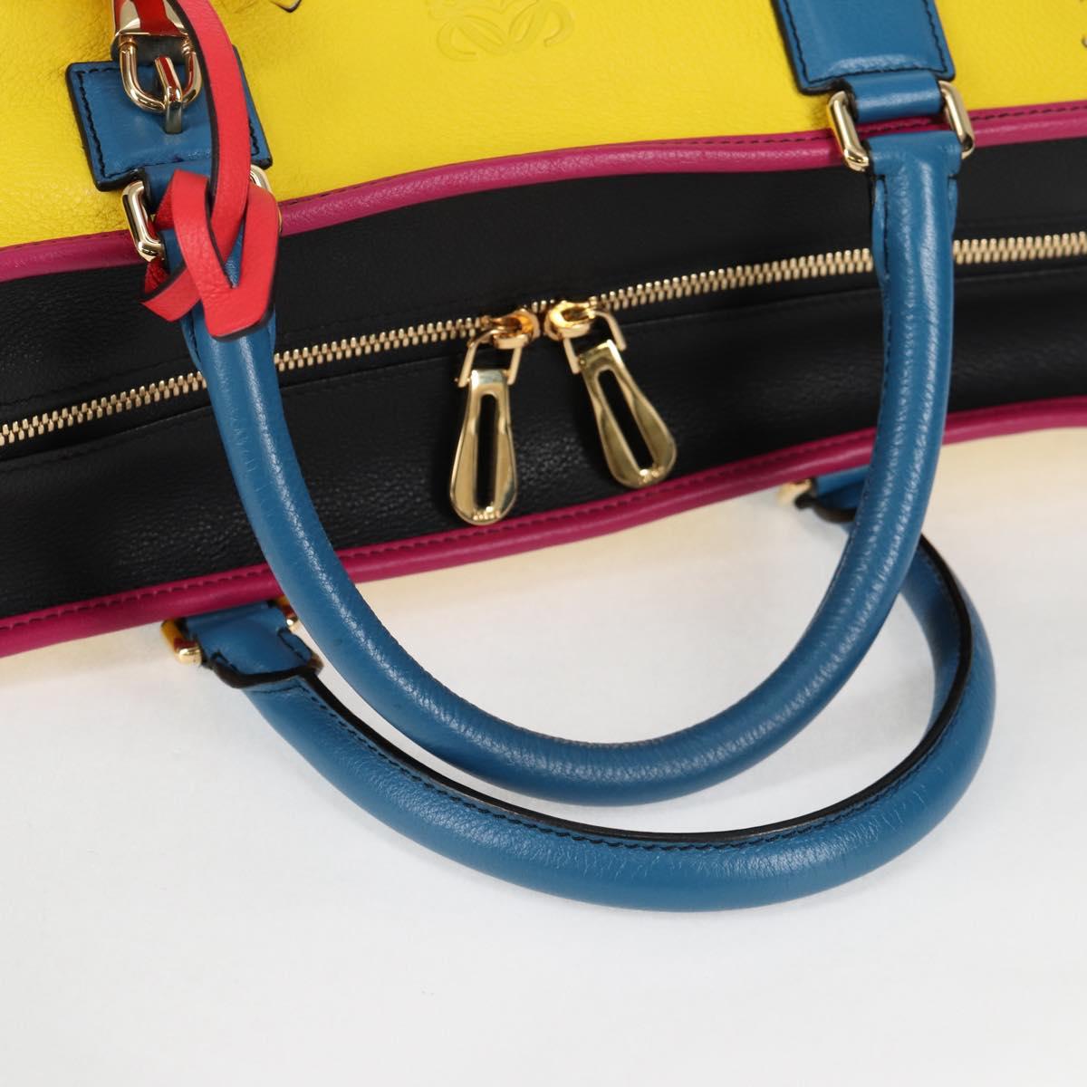 LOEWE Anagram Amazona 36 Hand Bag Leather Yellow Gold Auth BA2348M