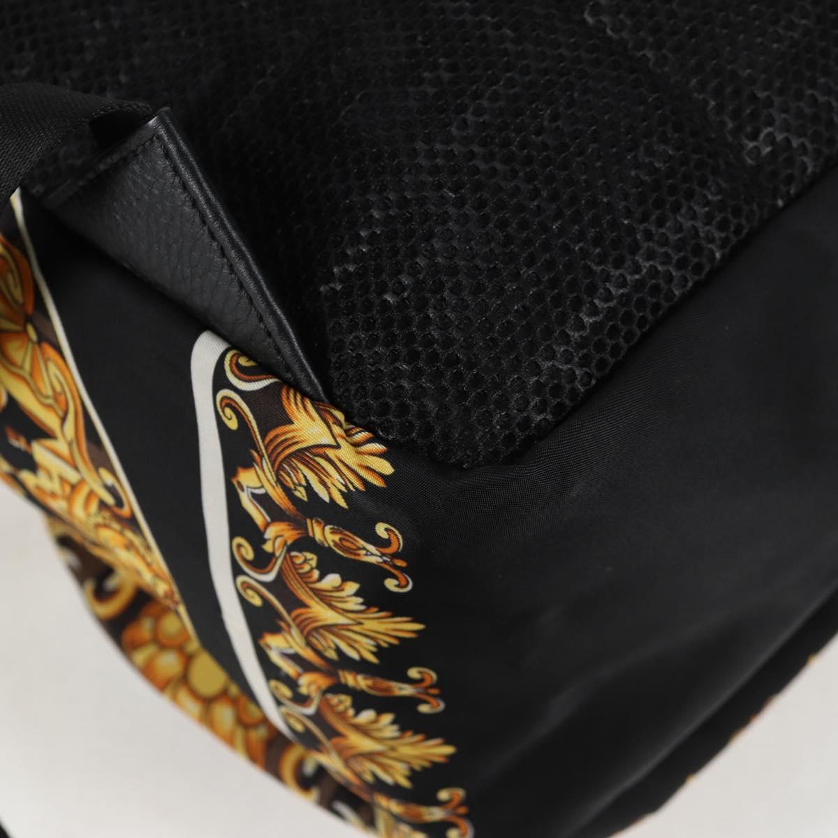 FENDI Zucca Canvas FENDACE Versace Collaboration Backpack Black Auth BA2349SAM
