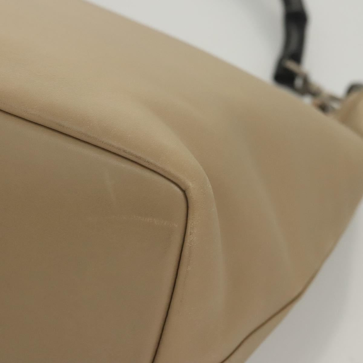 GUCCI Bamboo Shoulder Bag Leather Beige 000 0531 Auth BA2389