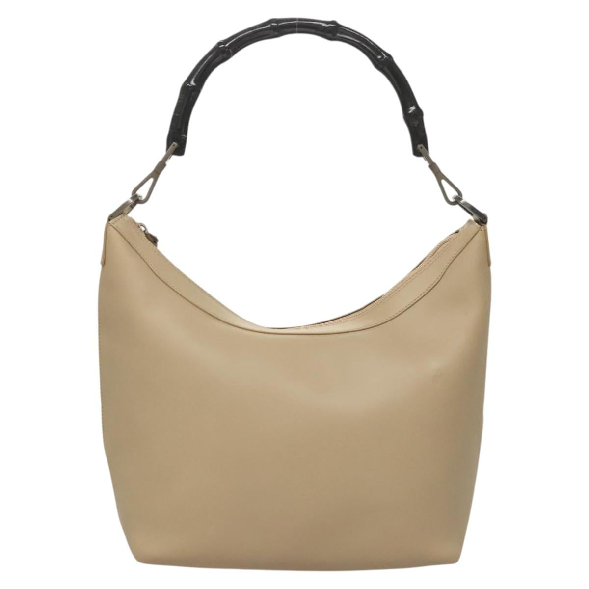 GUCCI Bamboo Shoulder Bag Leather Beige 000 0531 Auth BA2389
