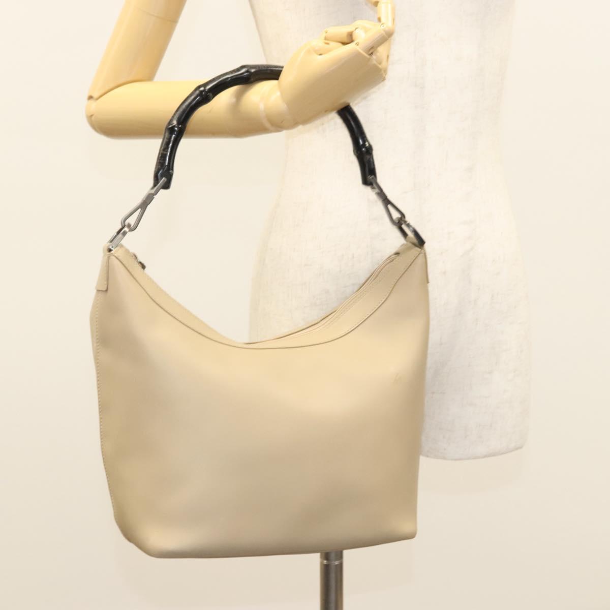 GUCCI Bamboo Shoulder Bag Leather Beige 000 0531 Auth BA2389