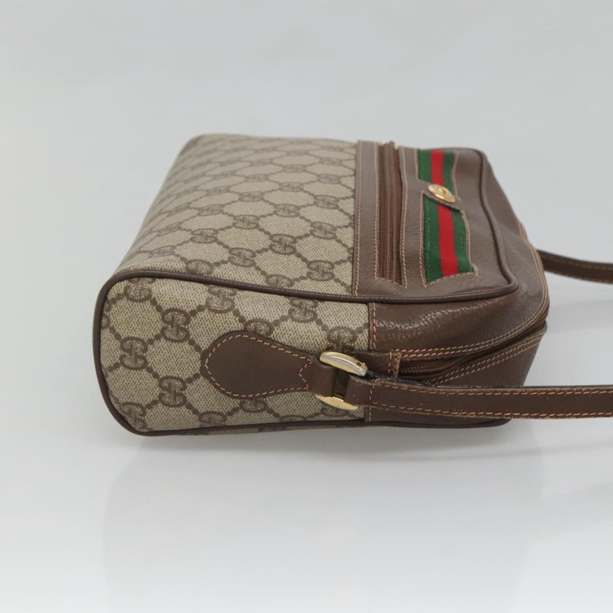 GUCCI GG Supreme Web Sherry Line Bag PVC Beige Gold Red 56 02 088 Auth BA2392
