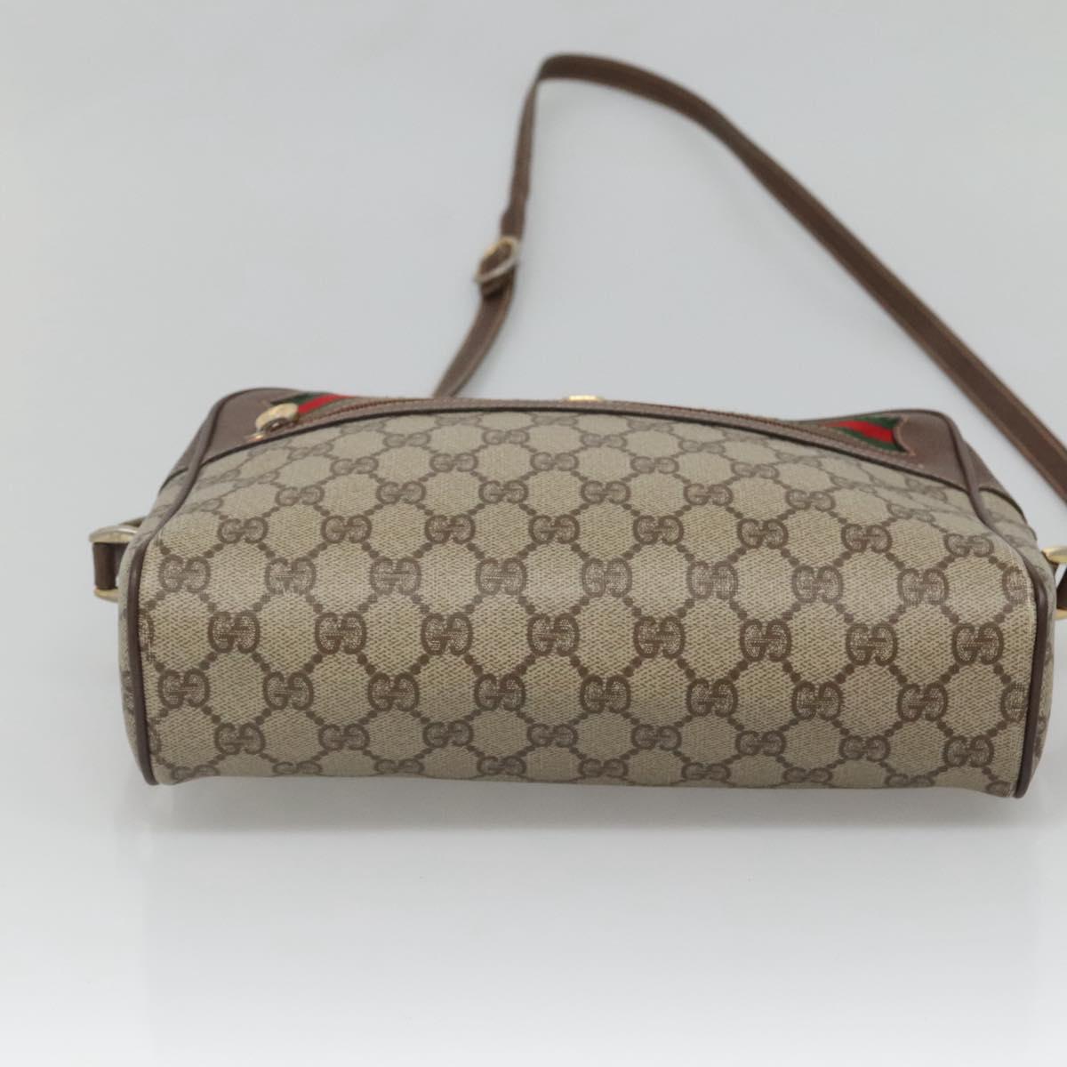 GUCCI GG Supreme Web Sherry Line Bag PVC Beige Gold Red 56 02 088 Auth BA2392