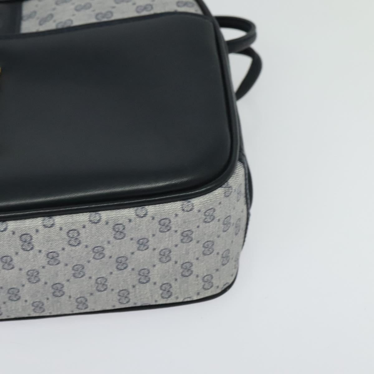 GUCCI Micro GG Supreme Shoulder Bag PVC Navy Gold Auth BA2395