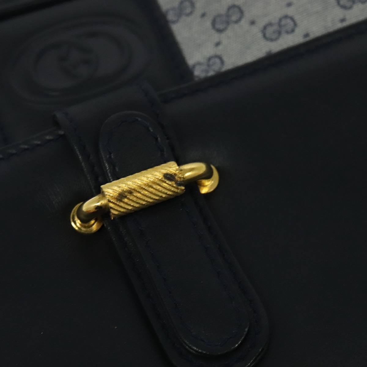 GUCCI Micro GG Supreme Shoulder Bag PVC Navy Gold Auth BA2395