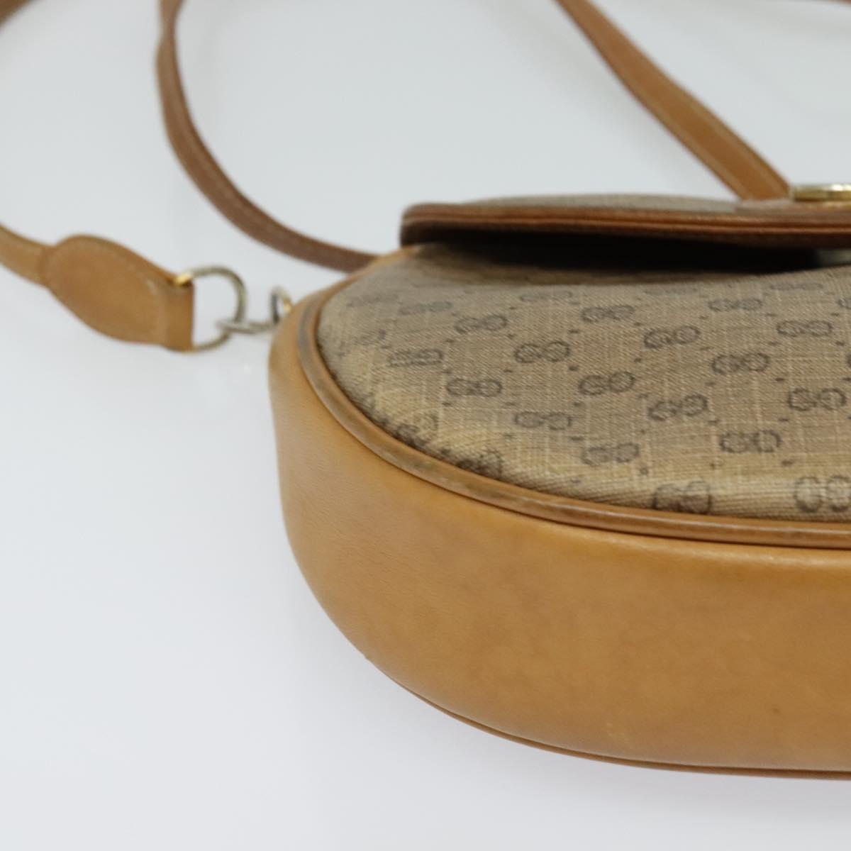 GUCCI Micro GG Supreme Shoulder Bag PVC Beige Gold Auth BA2397