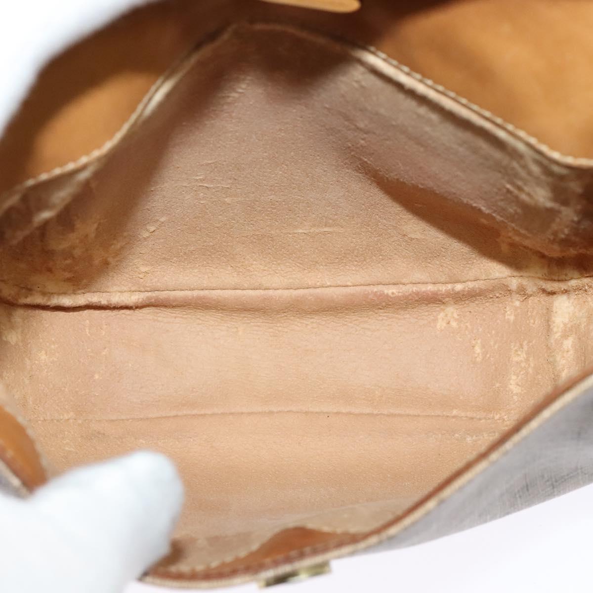 GUCCI Micro GG Supreme Shoulder Bag PVC Beige Gold Auth BA2397