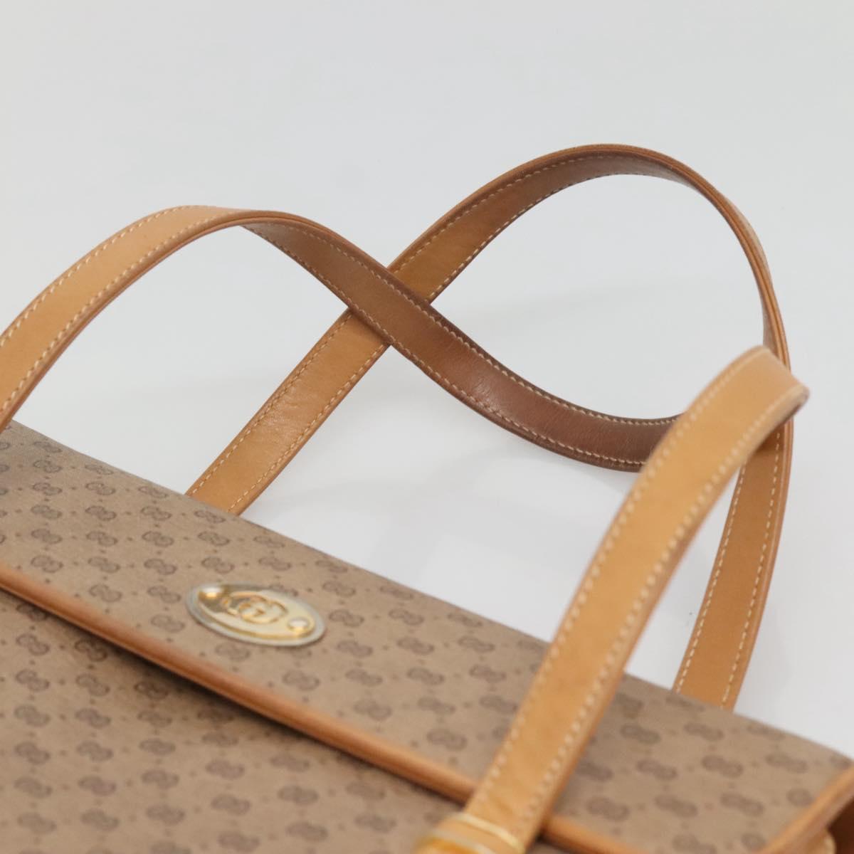 GUCCI Micro GG Supreme Hand Bag PVC Beige Gold 000 46 4857 Auth BA2398