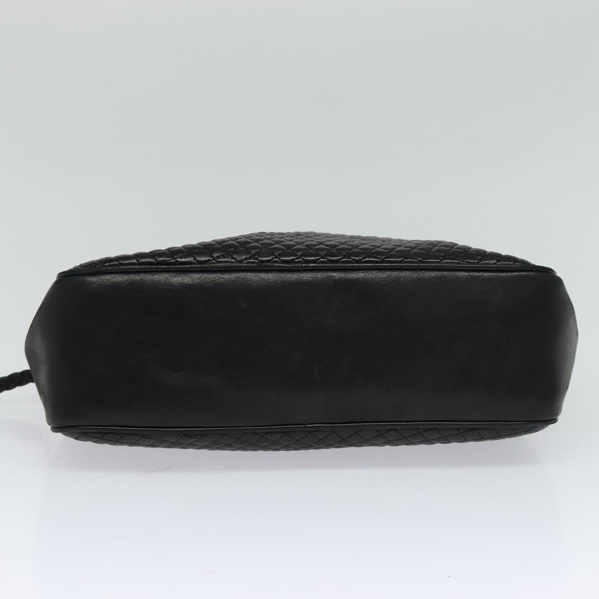 BALLY Chain Shoulder Bag Leather Black Auth BA240