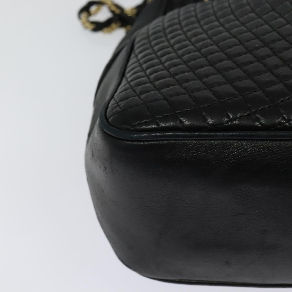 BALLY Chain Shoulder Bag Leather Black Auth BA240