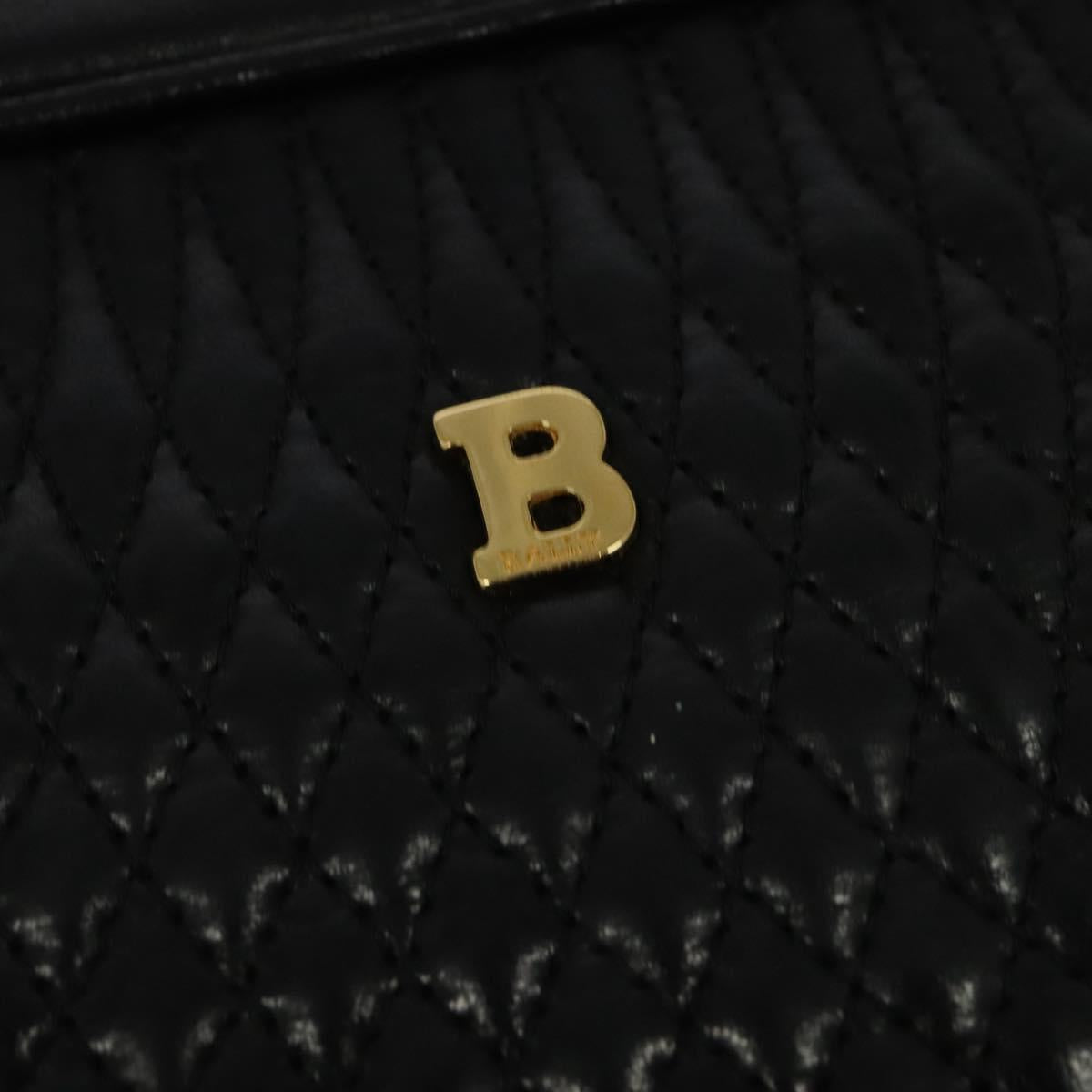 BALLY Chain Shoulder Bag Leather Black Auth BA240