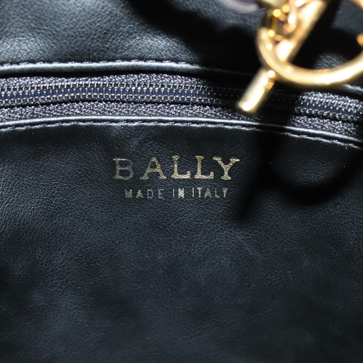 BALLY Chain Shoulder Bag Leather Black Auth BA240