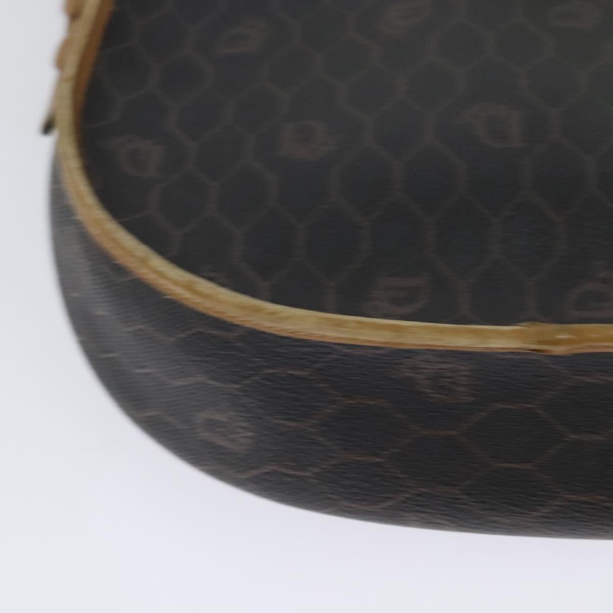 Christian Dior Honeycomb Canvas Shoulder Bag PVC Leather Black Auth BA2400