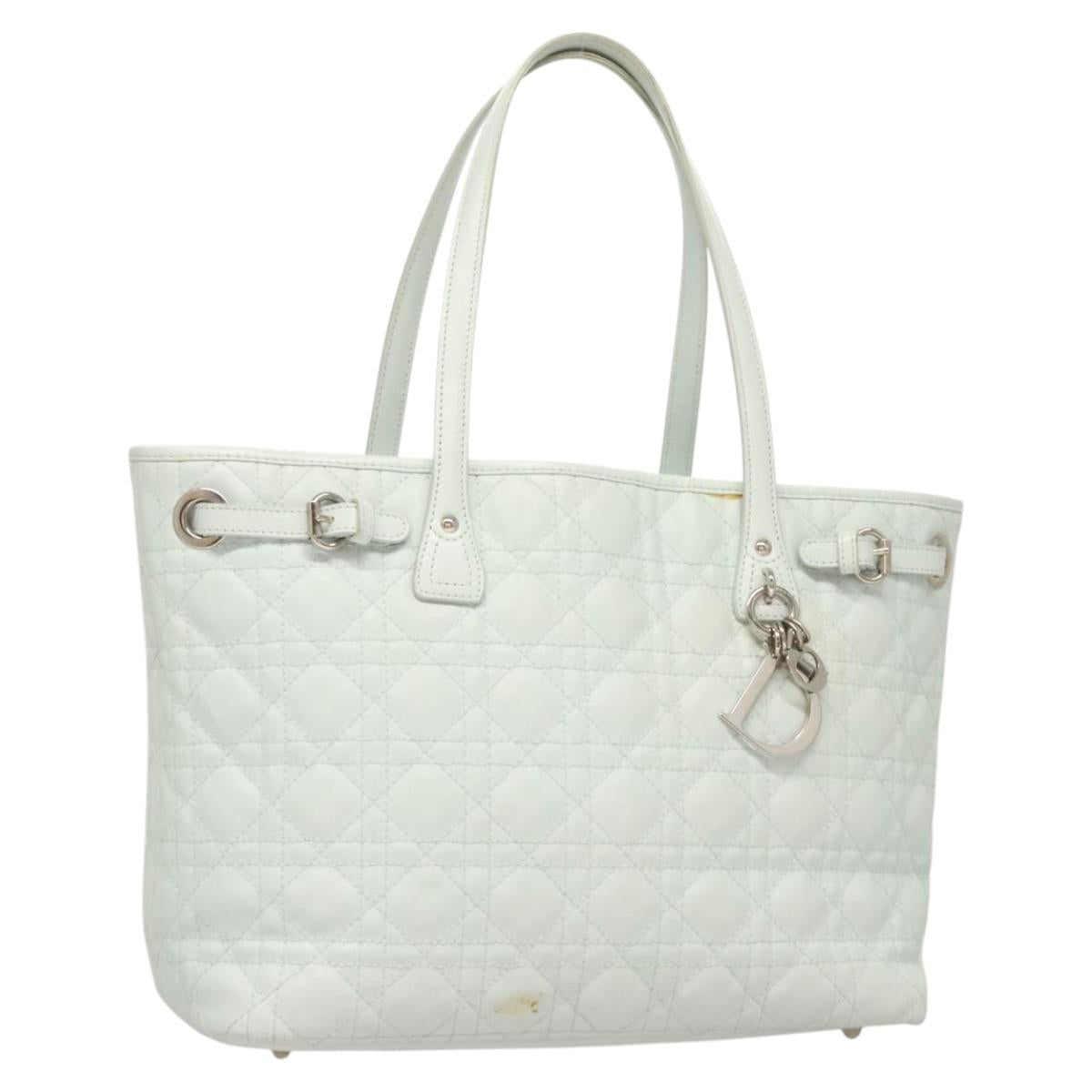 Christian Dior Canage Tote Bag Coated Canvas Light Blue Auth BA2401