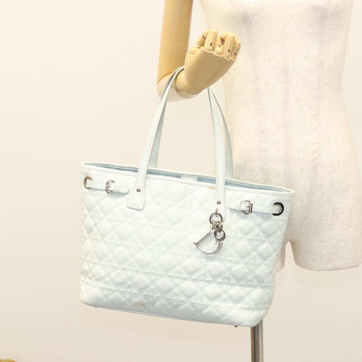 Christian Dior Canage Tote Bag Coated Canvas Light Blue Auth BA2401