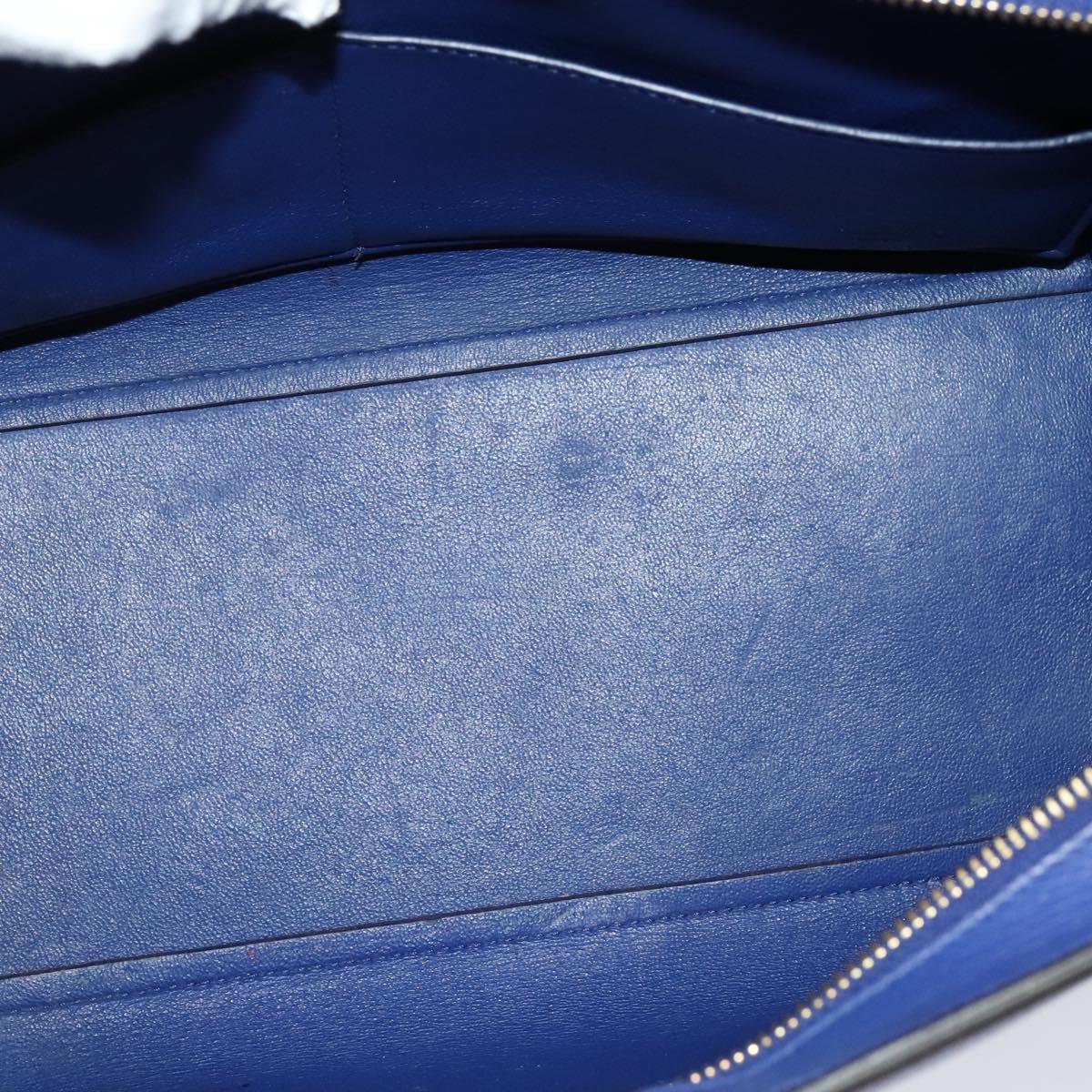 CELINE Trapeze Hand Bag Suede Leather 2way Blue Gold Auth BA2409