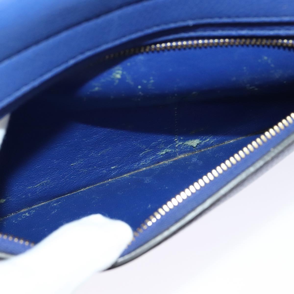 CELINE Trapeze Hand Bag Suede Leather 2way Blue Gold Auth BA2409