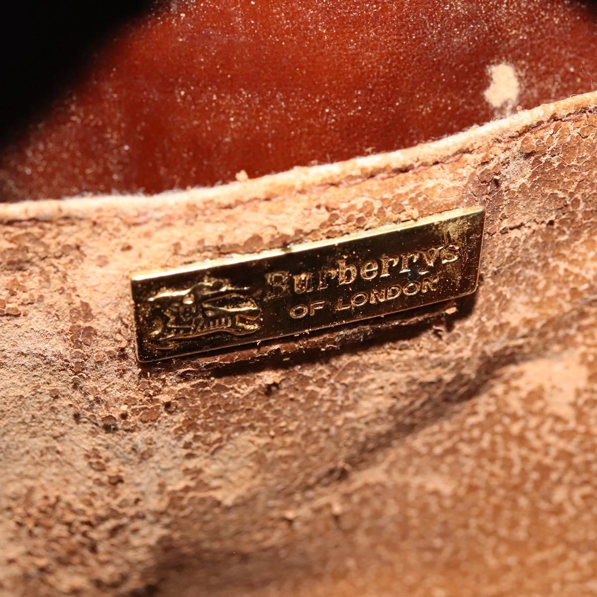 Burberrys Nova Check Chain Shoulder Bag PVC Leather Brown Beige Auth BA241