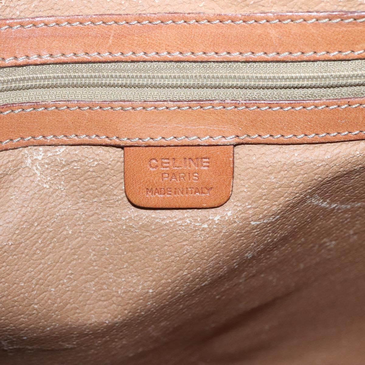 CELINE Macadam Canvas Shoulder Bag PVC Leather Brown Gold Auth BA2411