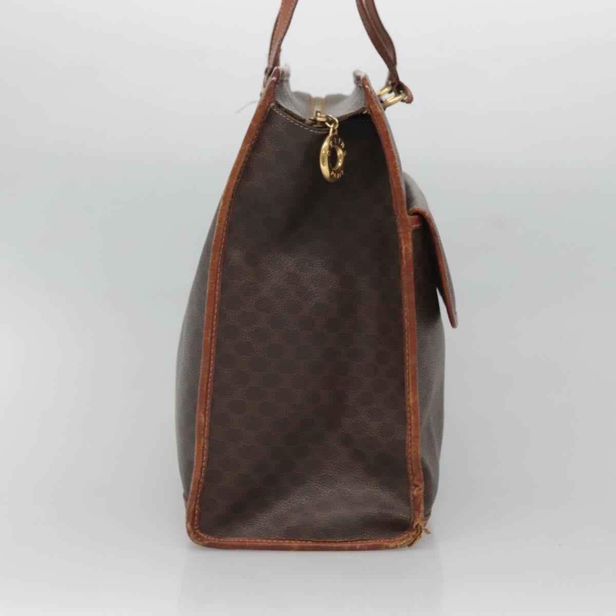 CELINE Macadam Canvas Shoulder Bag PVC Leather Brown Gold Auth BA2411