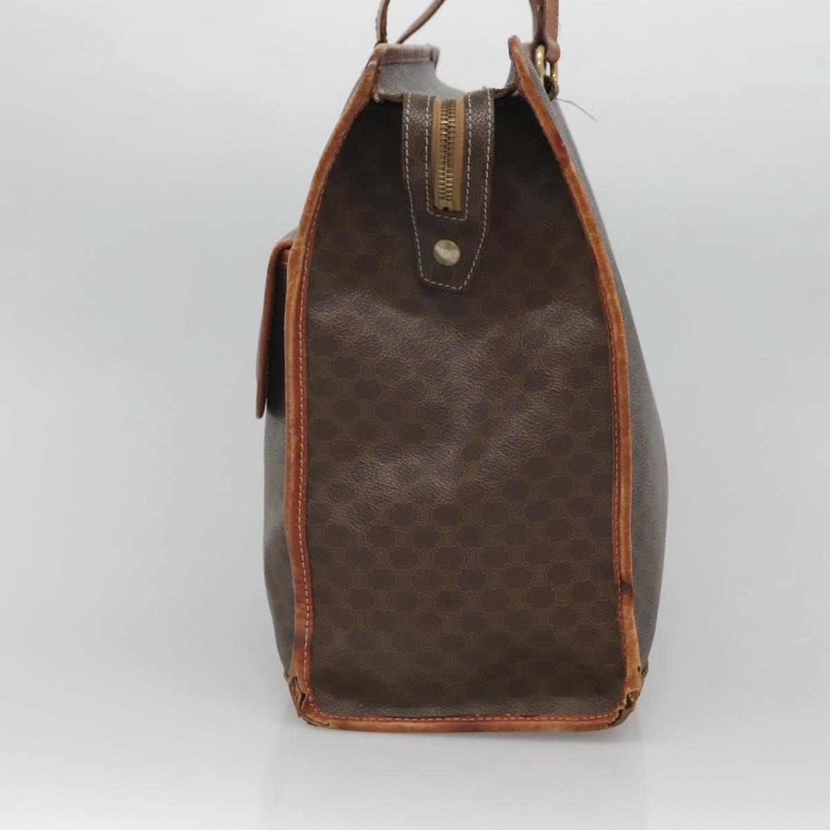 CELINE Macadam Canvas Shoulder Bag PVC Leather Brown Gold Auth BA2411