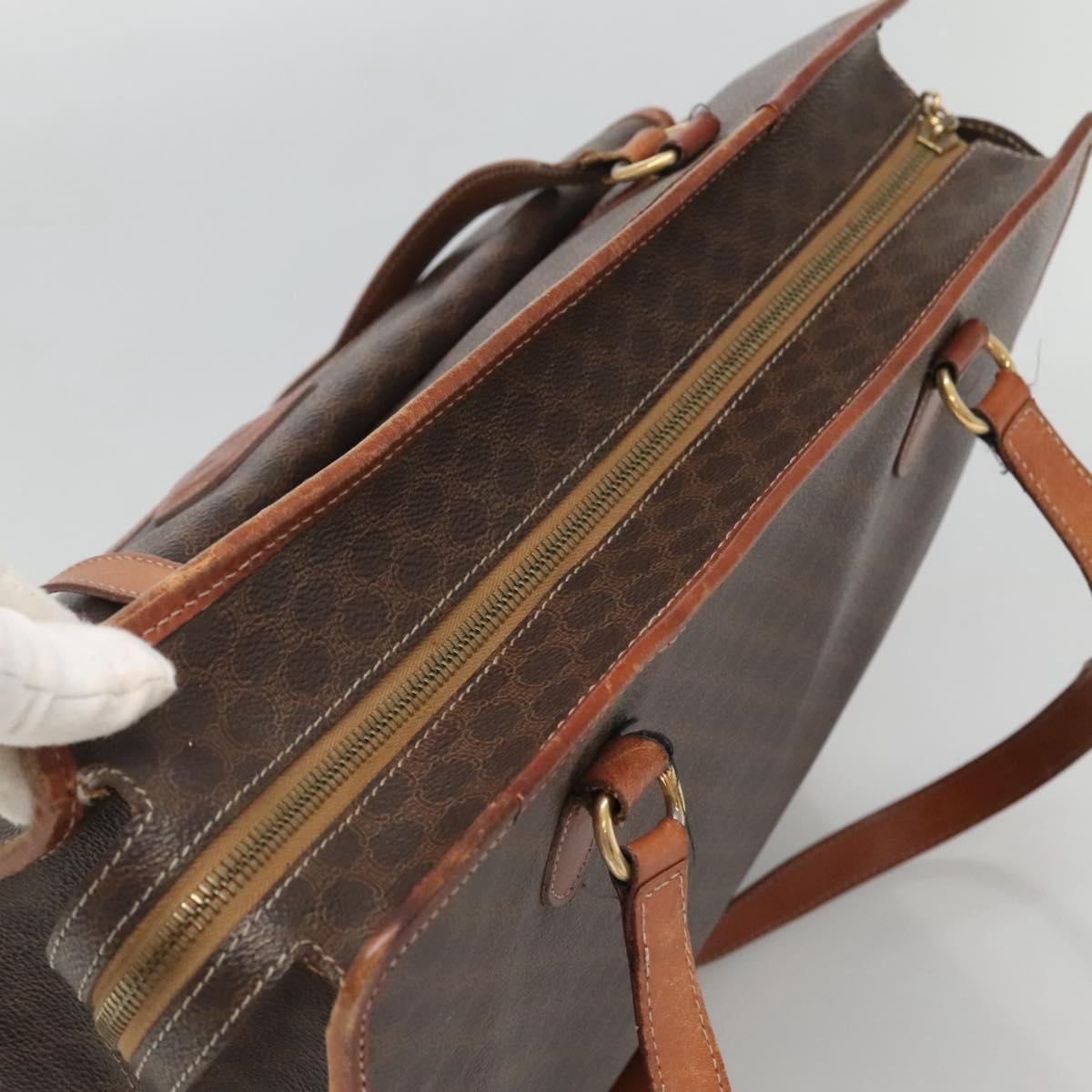 CELINE Macadam Canvas Shoulder Bag PVC Leather Brown Gold Auth BA2411