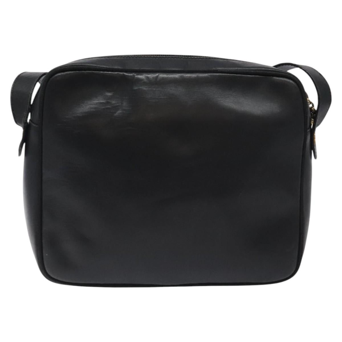 Salvatore Ferragamo Shoulder Bag Leather Black Gold Auth BA2412