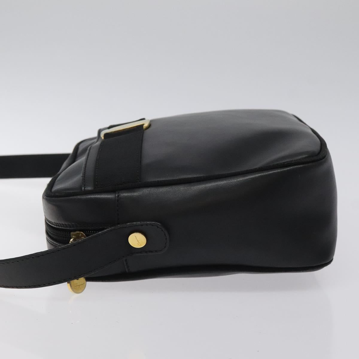 Salvatore Ferragamo Shoulder Bag Leather Black Gold Auth BA2412